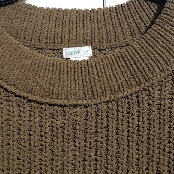 Aerie Womens oversized Olive Green Knit Sweater - Picture 3 of 9